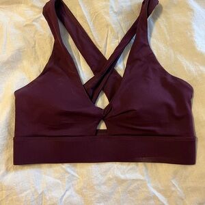 Fabletics Red Sports Bra with Crisscross Straps